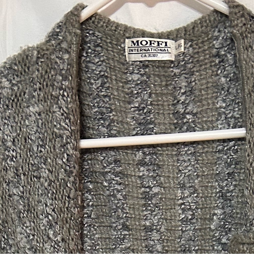 Moffi International -lg-Elegant Gray Women's Cardigan 5% Mohair- very long - Picture 9 of 9